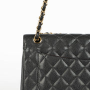 Shop safe online at Labellov in Antwerp, Brussels and Knokke this 100% authentic second hand Chanel Black Caviar Large/ Jumbo Classic Double Flap