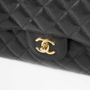 Shop safe online at Labellov in Antwerp, Brussels and Knokke this 100% authentic second hand Chanel Black Caviar Large/ Jumbo Classic Double Flap
