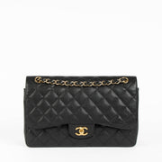 Shop safe online at Labellov in Antwerp, Brussels and knokke this 100% authentic second hand Chanel Black Caviar Large/ Jumbo Classic Double Flap