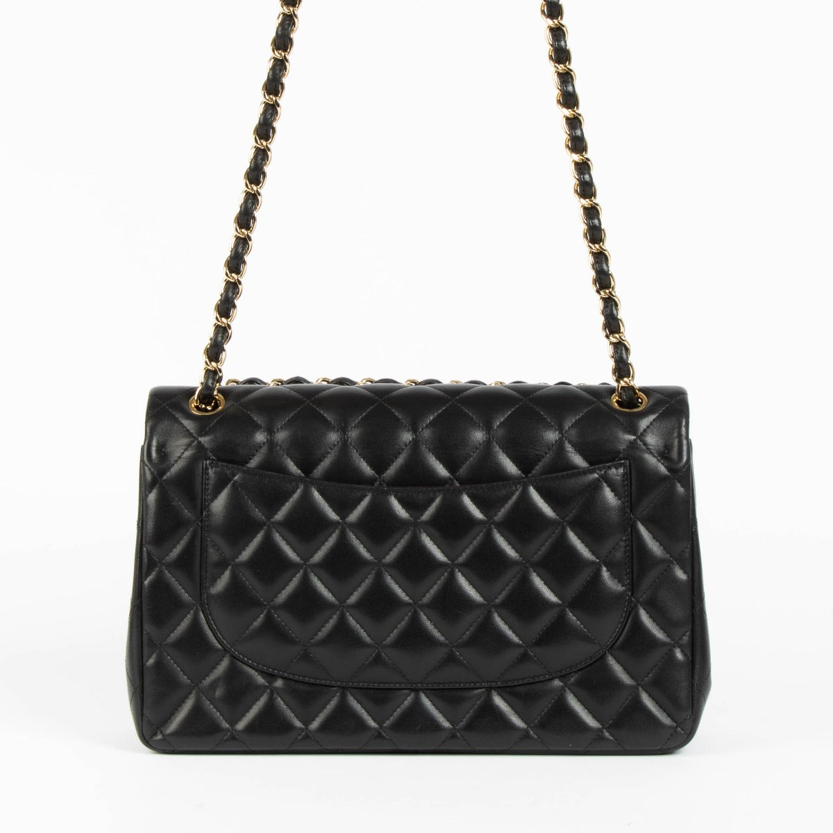 Chanel Black Lambskin Large/Jumbo Classic Handbag