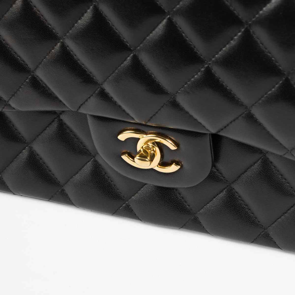 Chanel Black Lambskin Large/Jumbo Classic Handbag