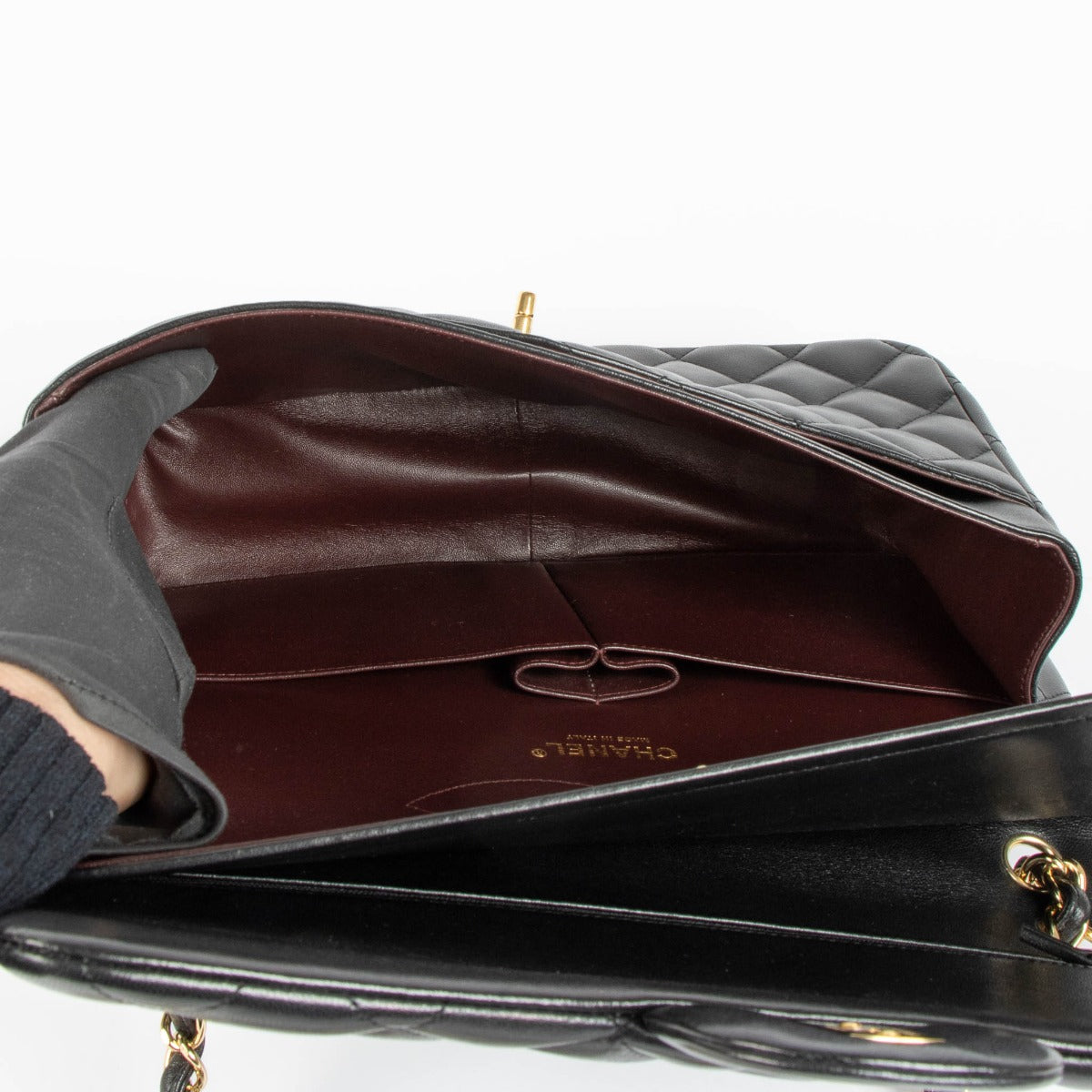 Chanel Black Lambskin Large/Jumbo Classic Handbag