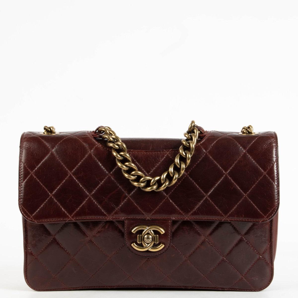 authentic preloved Chanel Burgundy Large Quilted Calfskin Perfect Edge Flap on Labellov.com
