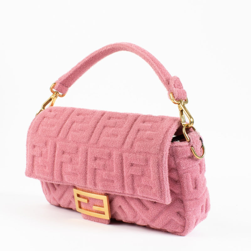 Fendi Pink Zucca Terry Cloth Baguette Bag