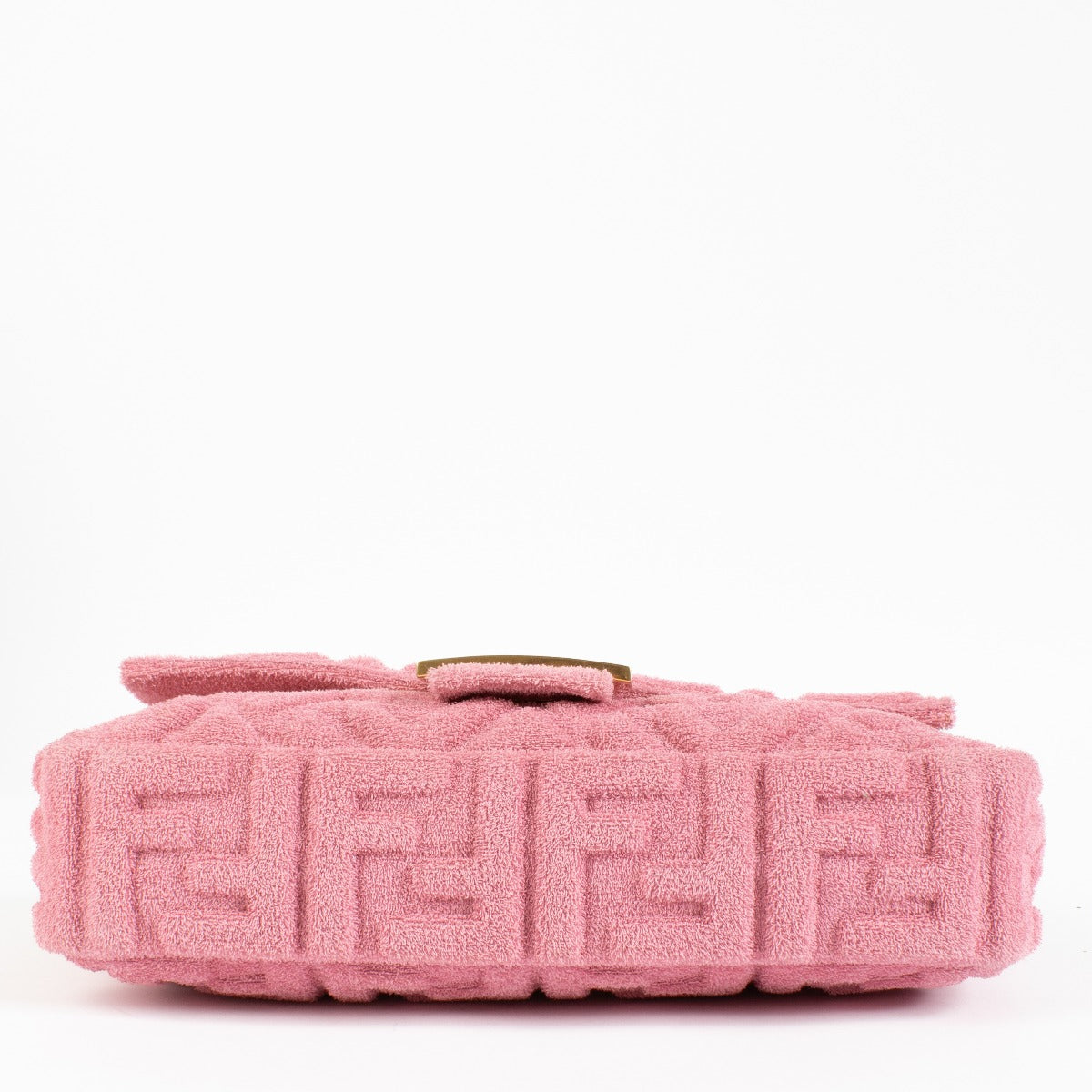 Sac Baguette Fendi Zucca en tissu éponge rose
