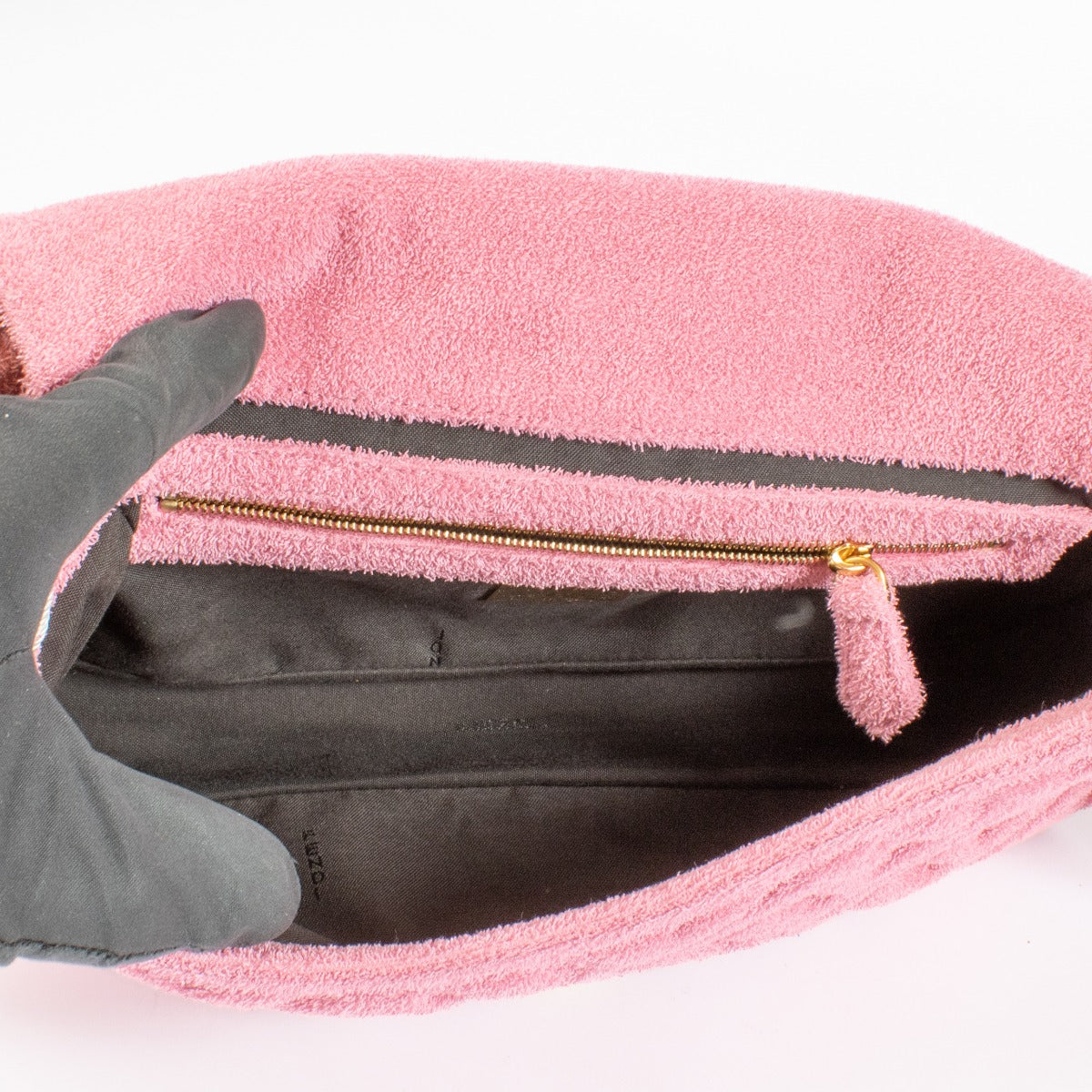 Sac Baguette Fendi Zucca en tissu éponge rose