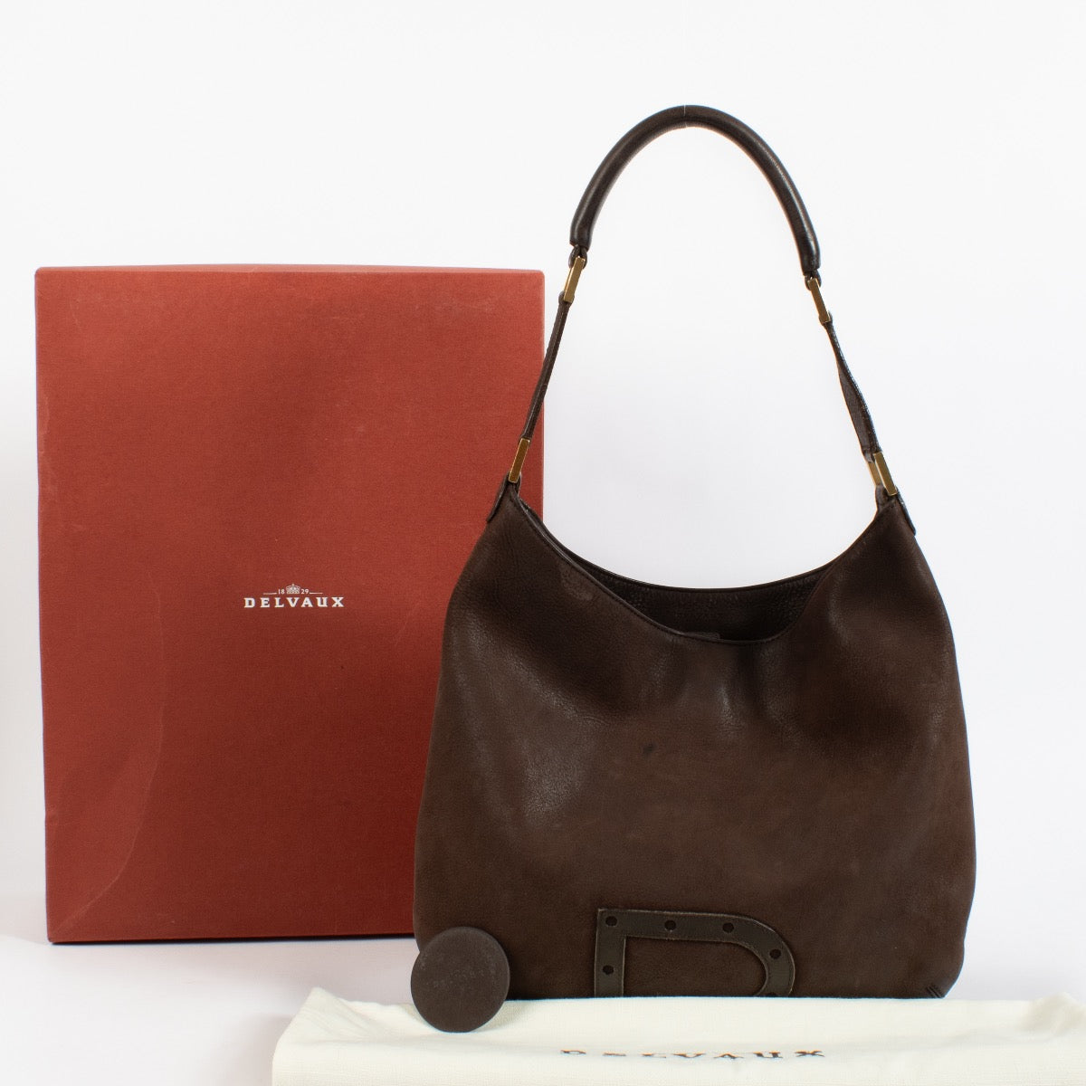 shop 100% authentic second hand Delvaux Brown Nubuck Louise Bag on Labellov.com