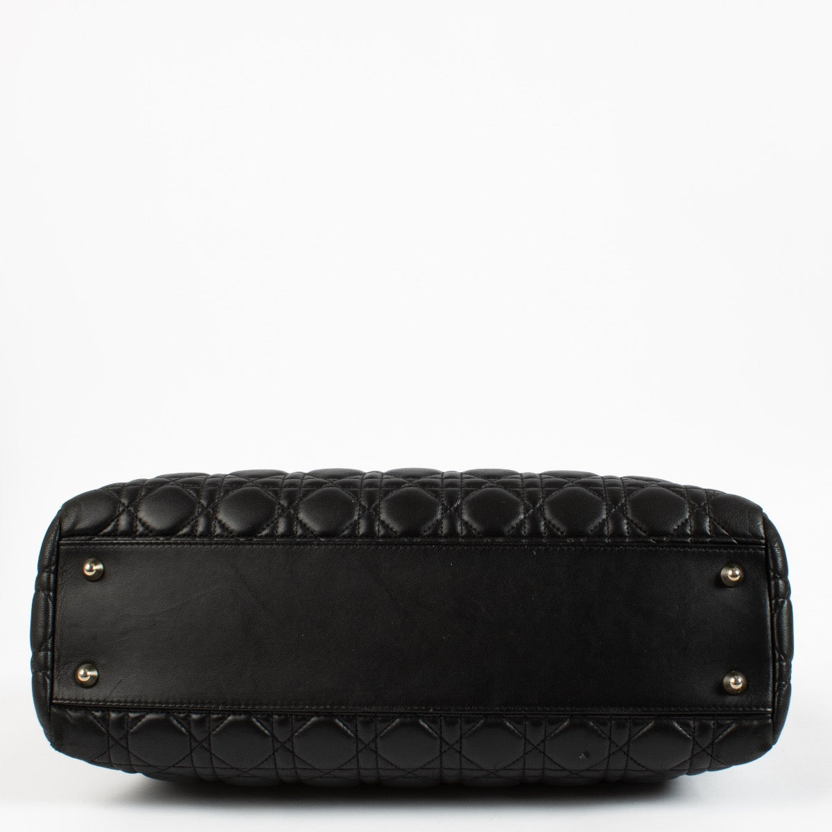 Christian Dior Zwart Lamsleer Cannage Grote Zachte Lady Draagtas