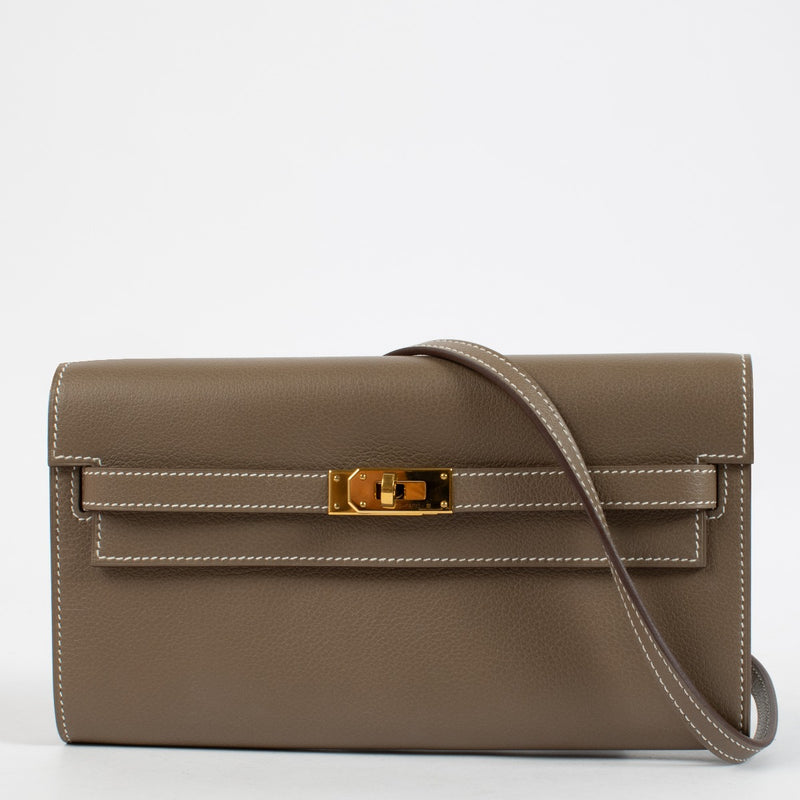 Hermès Kelly To Go Wallet Etoupe Evercolor GHW