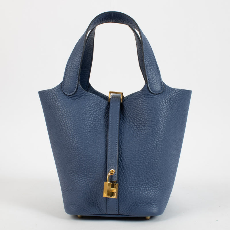 Hermès Picotin Lock 18 Bleu Brighton Clemence GHW