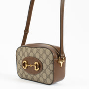 shop 100% authentic second hand Gucci Brown Horsebit 1955 Leather-Trimmed Canvas-Jacquard Camera Bag on Labellov.com