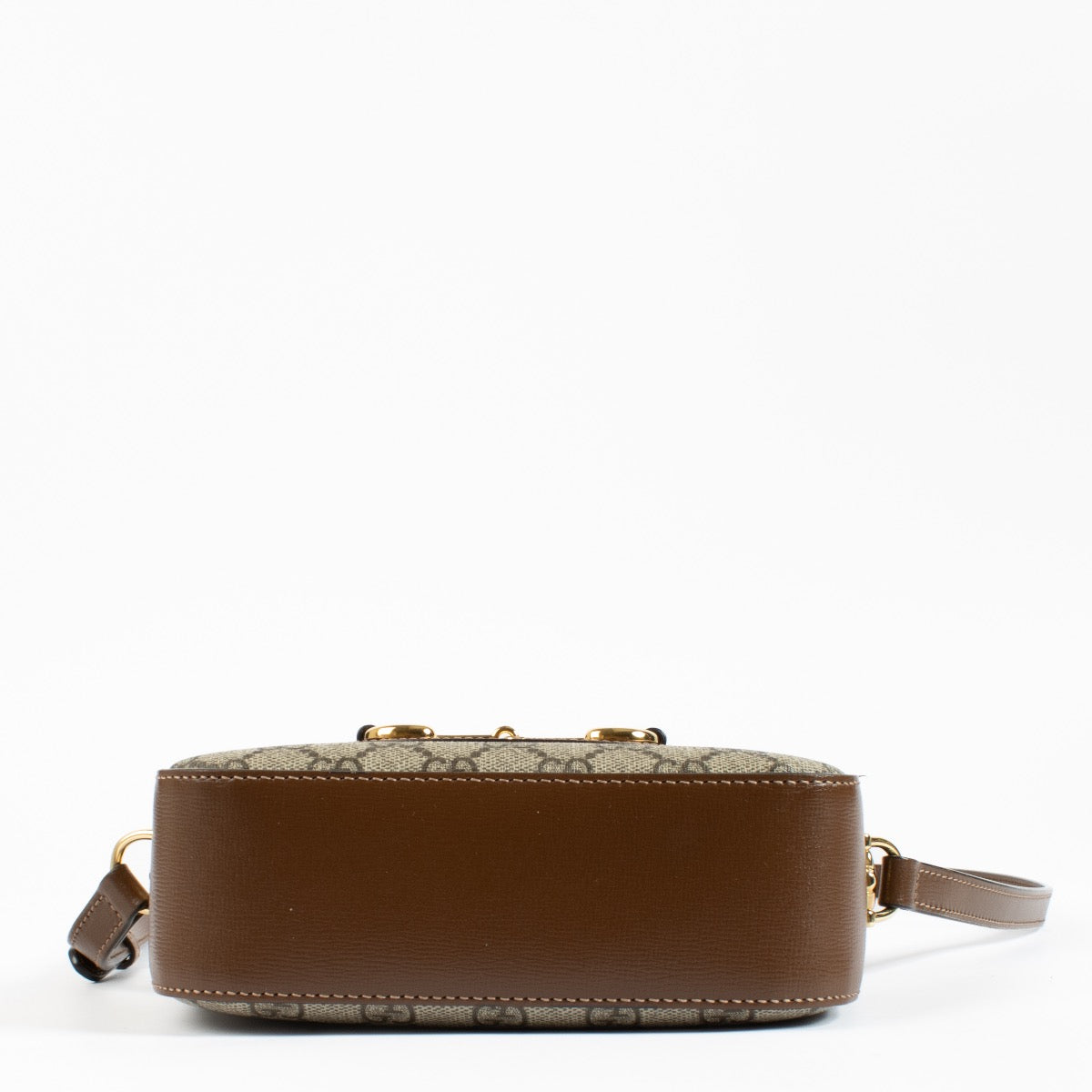 shop 100% authentic second hand Gucci Brown Horsebit 1955 Leather-Trimmed Canvas-Jacquard Camera Bag on Labellov.com