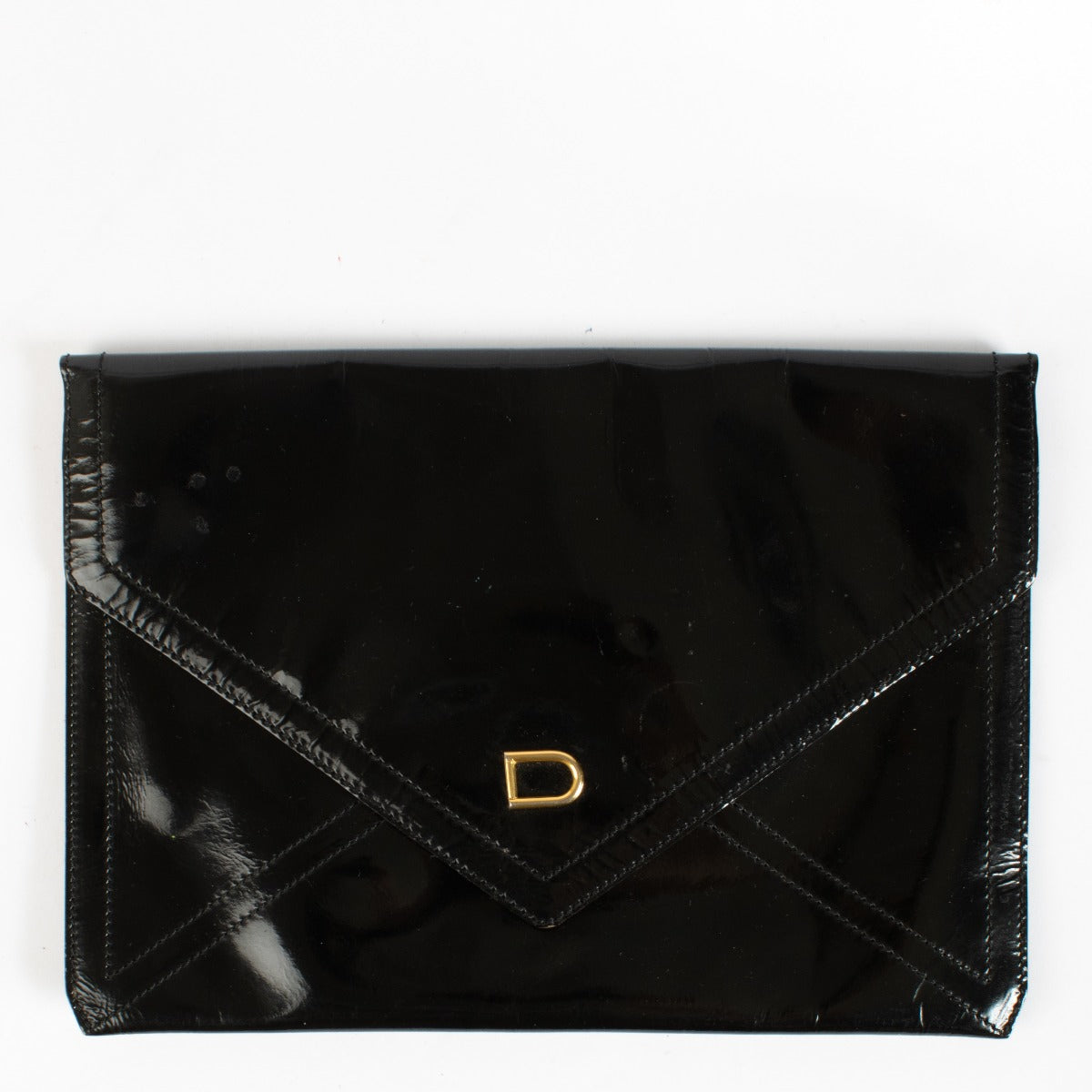 Authentic preloved Delvaux Black Patent Leather Clutch on Labellov.com