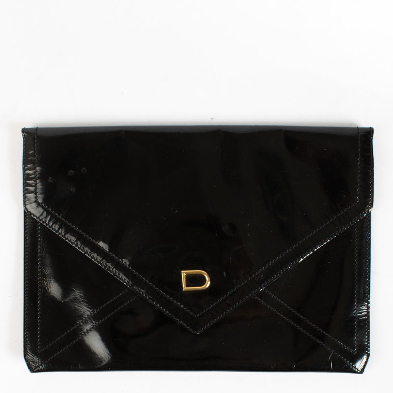 Authentic preloved Delvaux Black Patent Leather Clutch on Labellov.com
