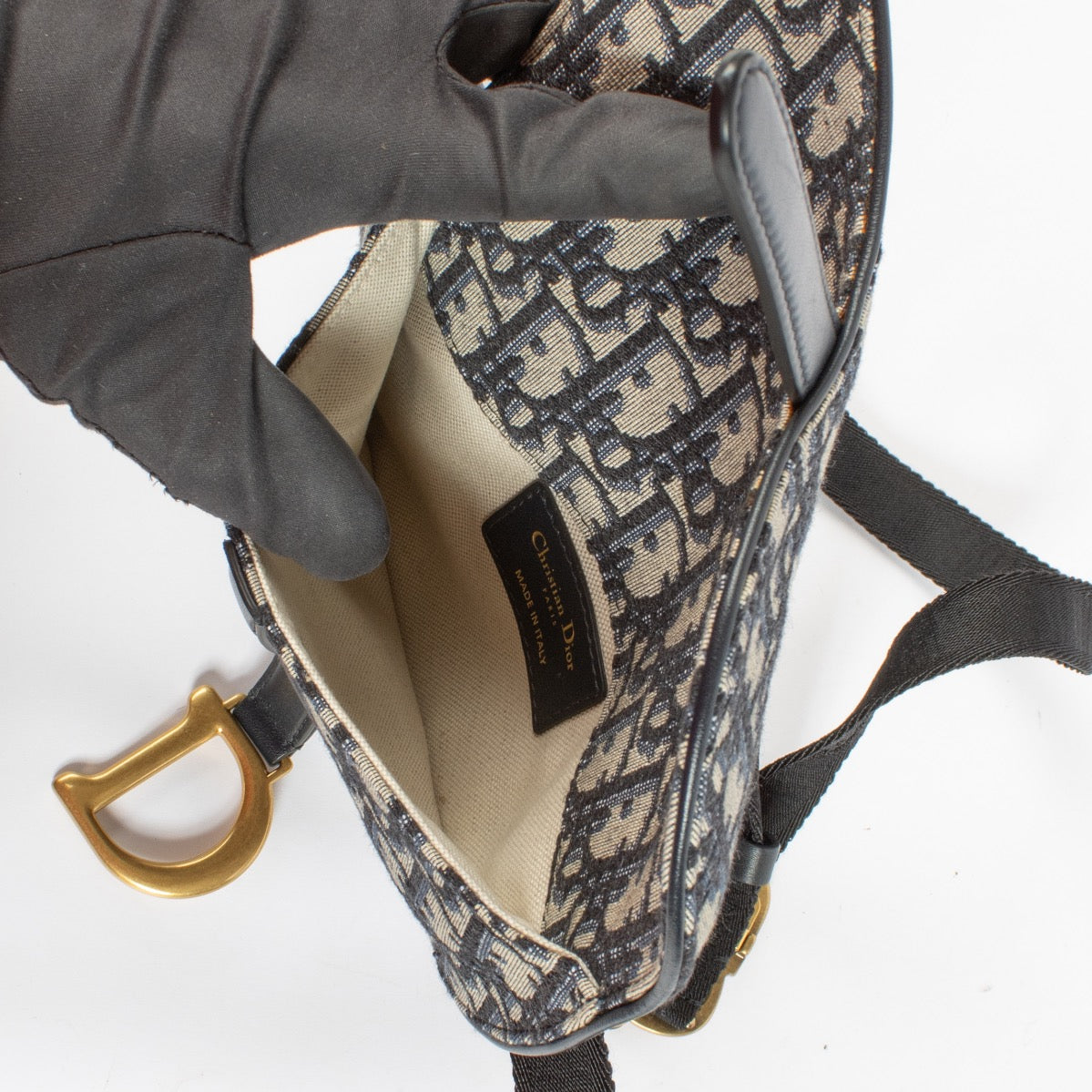 Christian Dior Blue Oblique Saddle Pouch Belt Bag