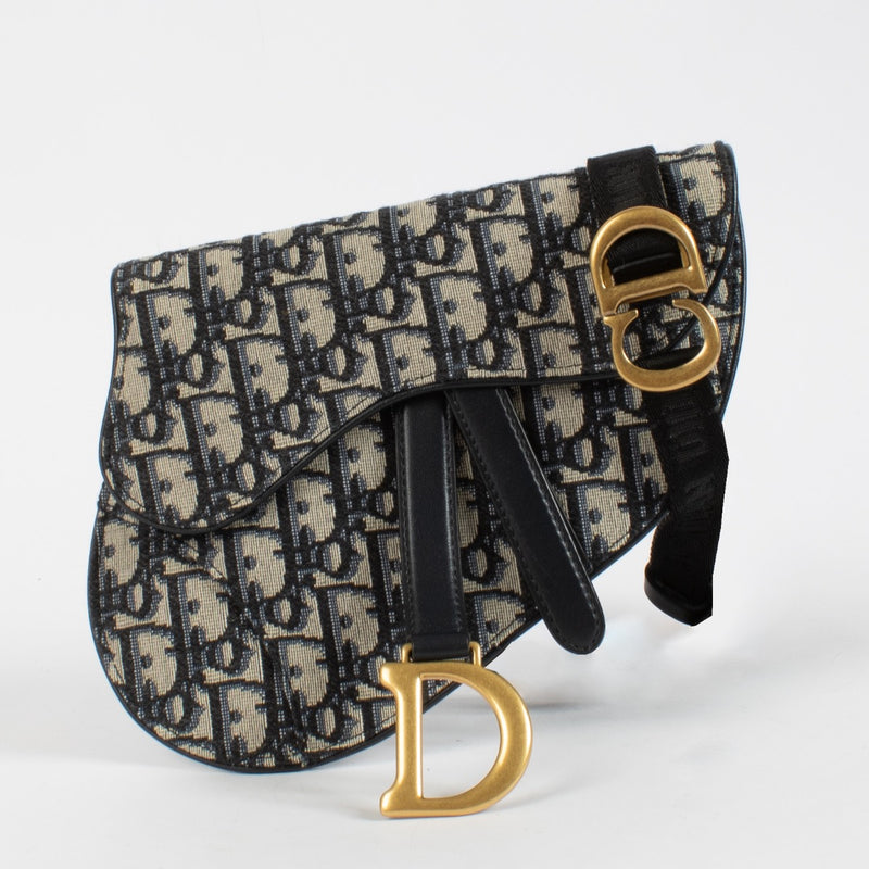 Christian Dior Blue Oblique Saddle Pouch Belt Bag