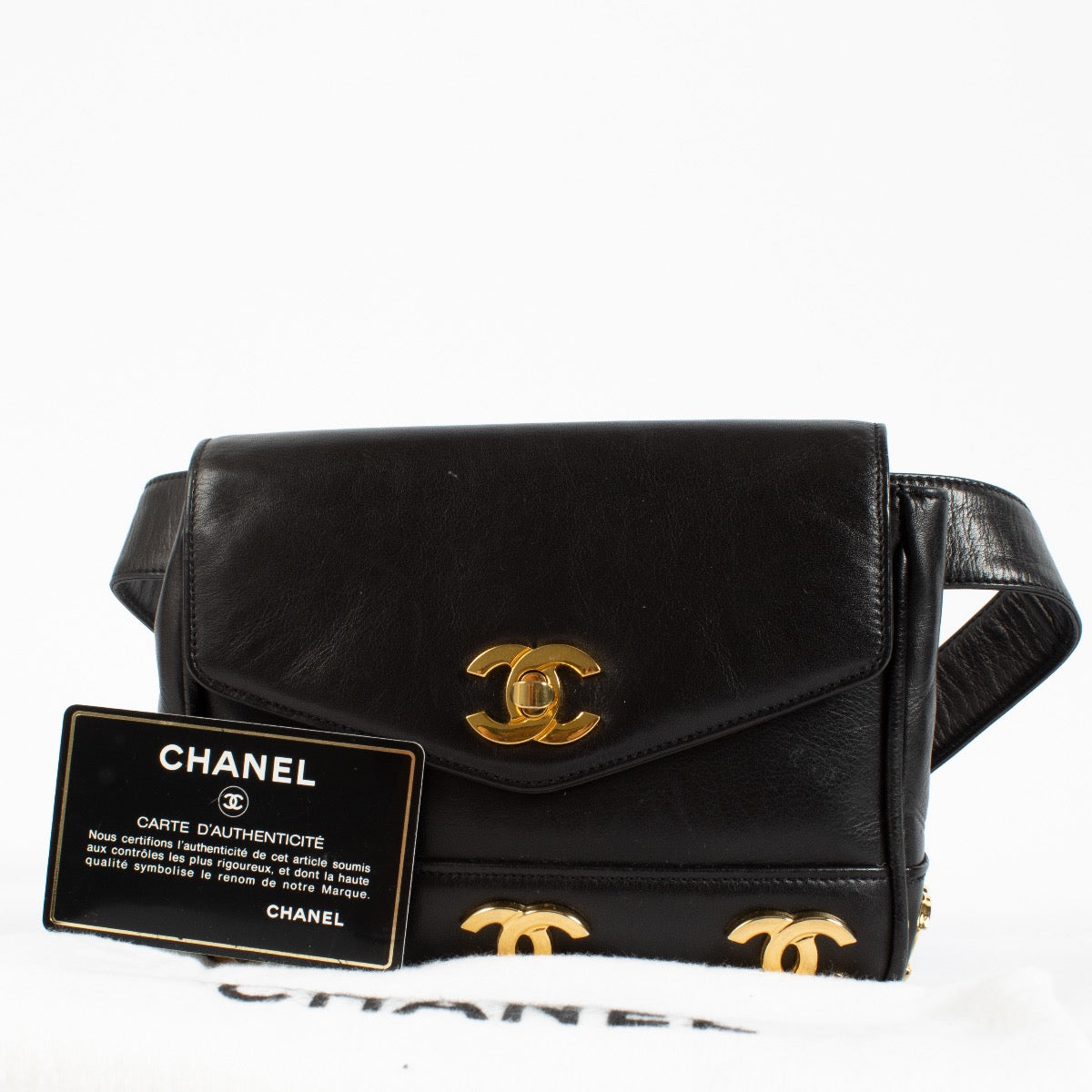 shop 100% authentic second hand Chanel Black Leather CC Belt Bag on Labellov.com