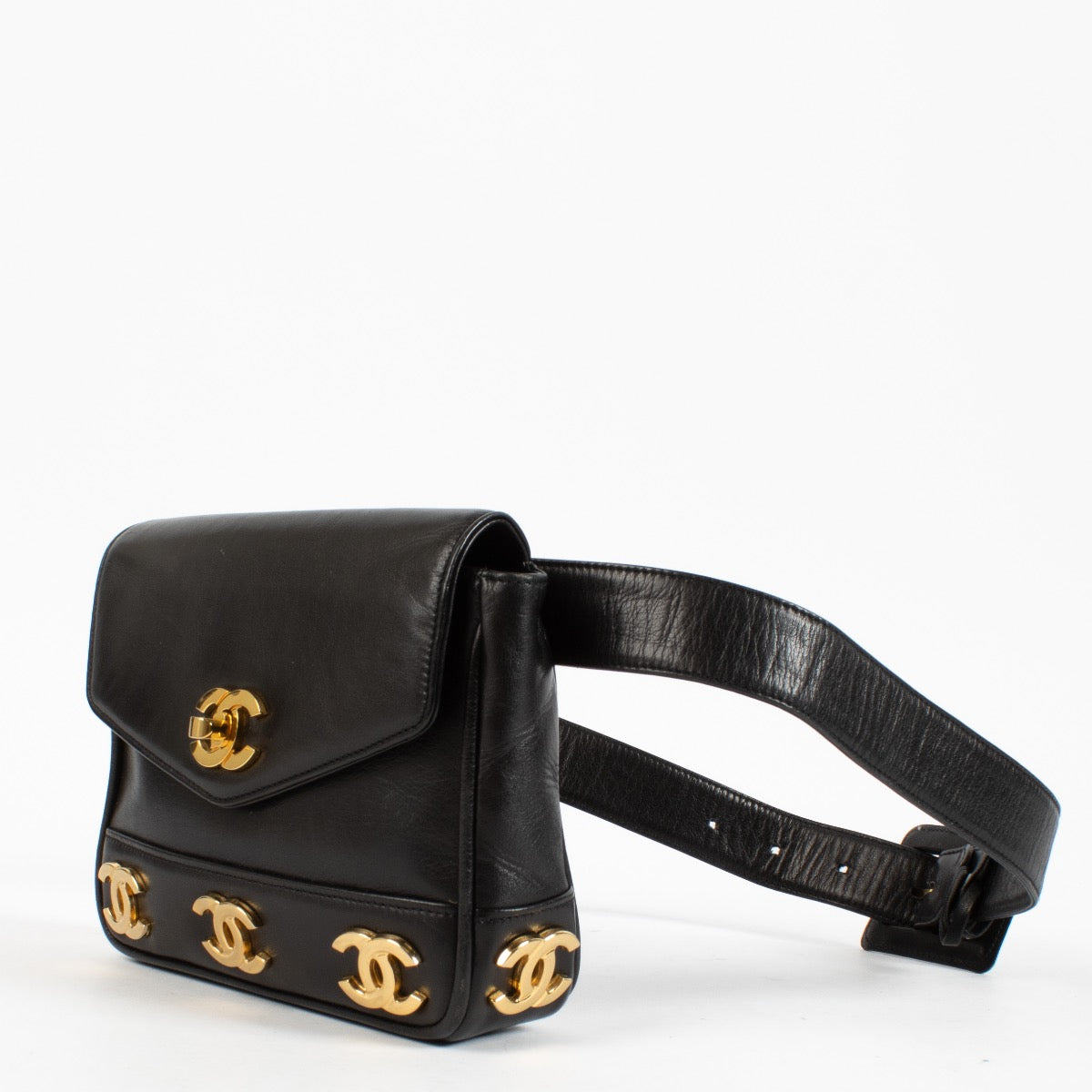shop 100% authentic second hand Chanel Black Leather CC Belt Bag on Labellov.com