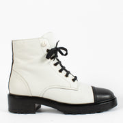 shop 100% authentic second hand Chanel Black And White Combat Boots - Size 40 1/2 on Labellov.com