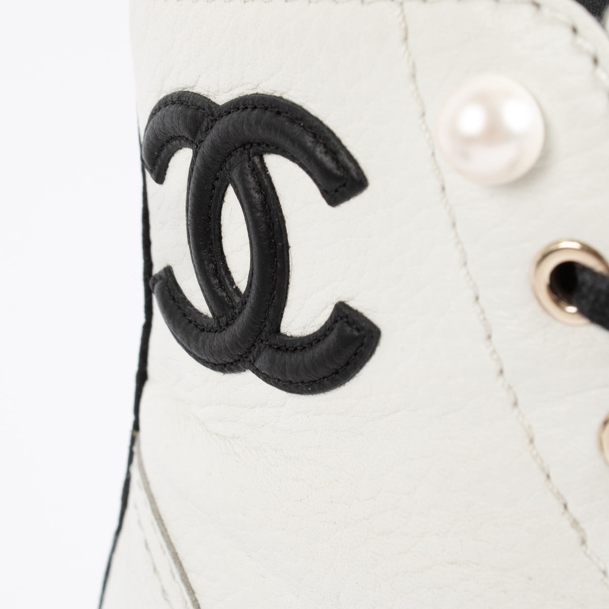 shop 100% authentic second hand Chanel Black And White Combat Boots - Size 40 1/2 on Labellov.com