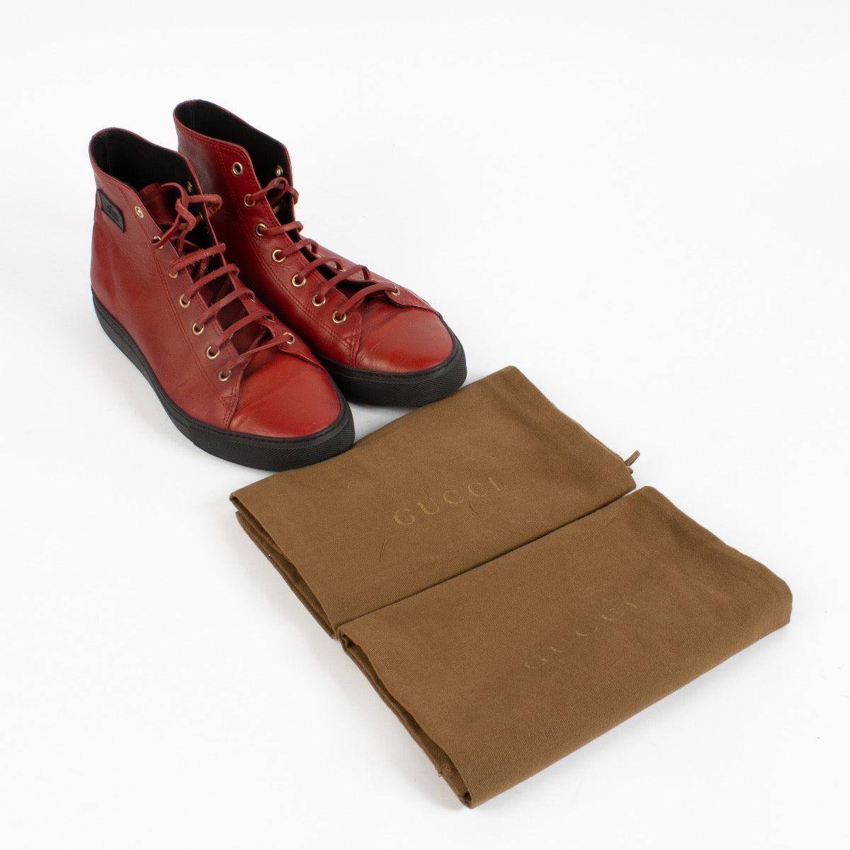 shop 100% authentic second hand Gucci Red High Top Sneakers - Size 41 on Labellov.com