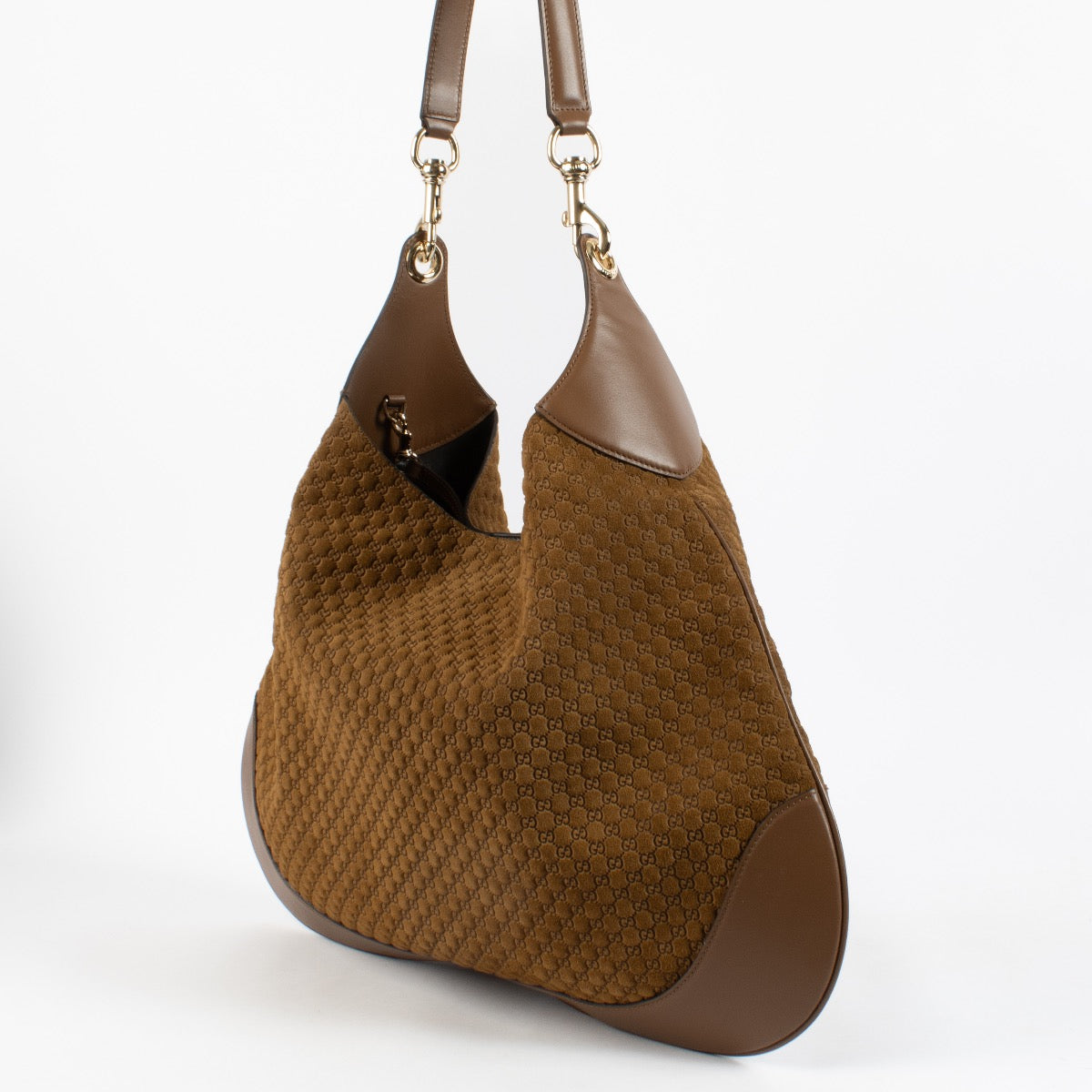 Shop 100% authentic secondhand Gucci Brown Micro GG Suede B Large Shoulder Bag on Labellov.com