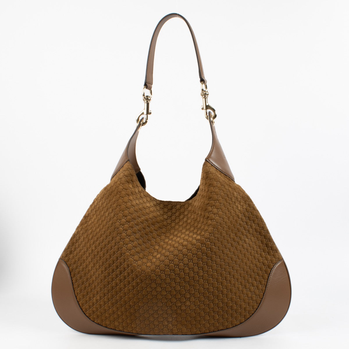 Shop 100% authentic secondhand Gucci Brown Micro GG Suede B Large Shoulder Bag on Labellov.com