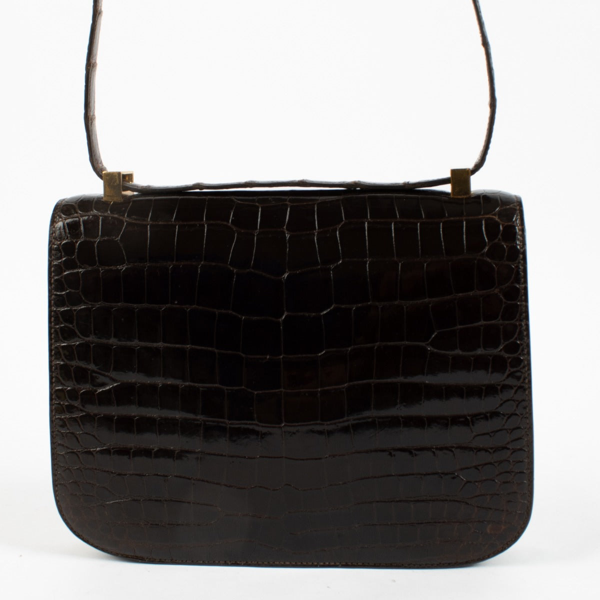Hermès Vintage Constance 23 Crocodile Porosus Brillant Marron GHW