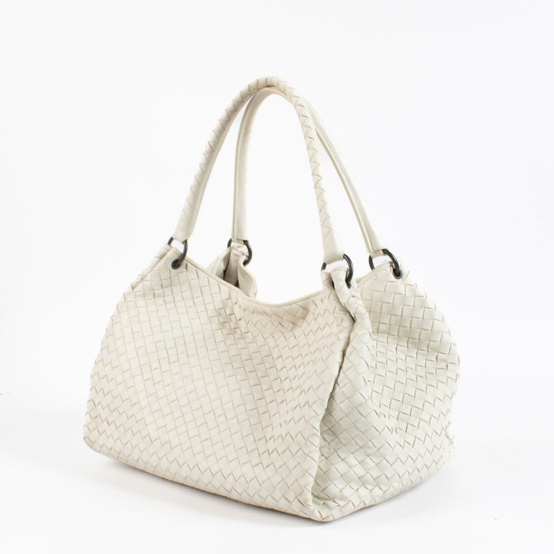 shop 100% authentic second hand Bottega Veneta White Intrecciato Hobo Bag on Labellov.com