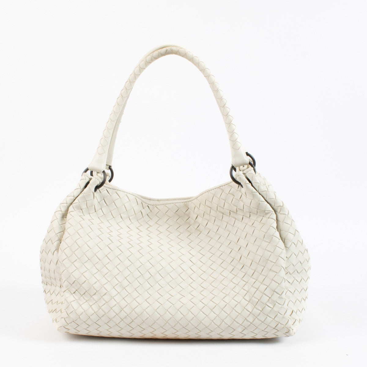 shop 100% authentic second hand Bottega Veneta White Intrecciato Hobo Bag on Labellov.com