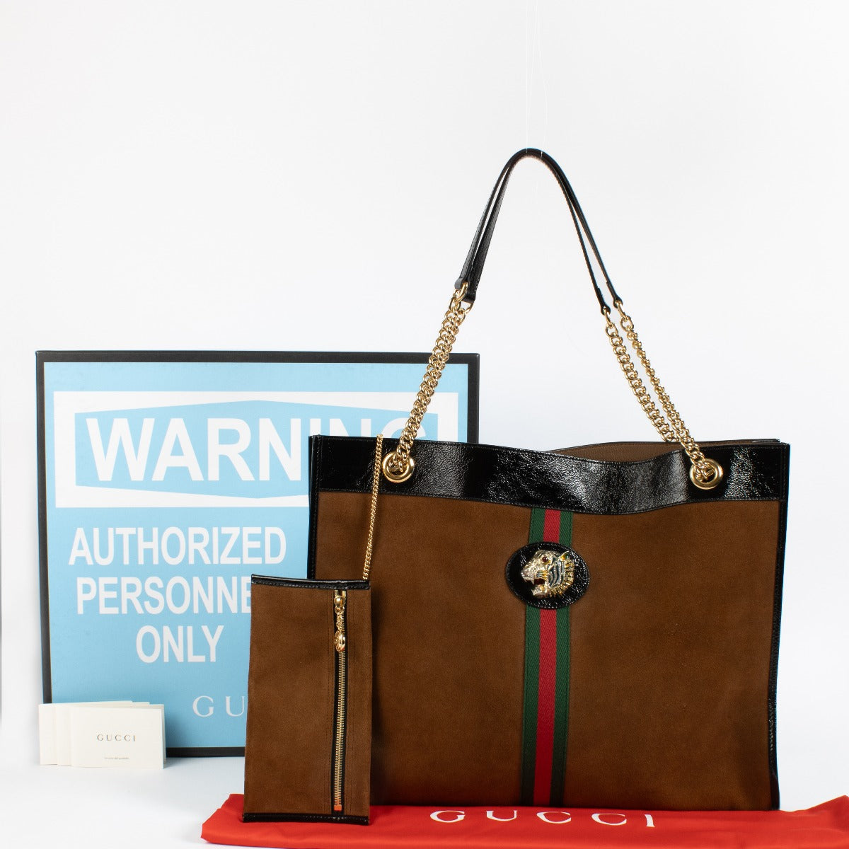 Sac cabas Gucci Rajah en daim camel