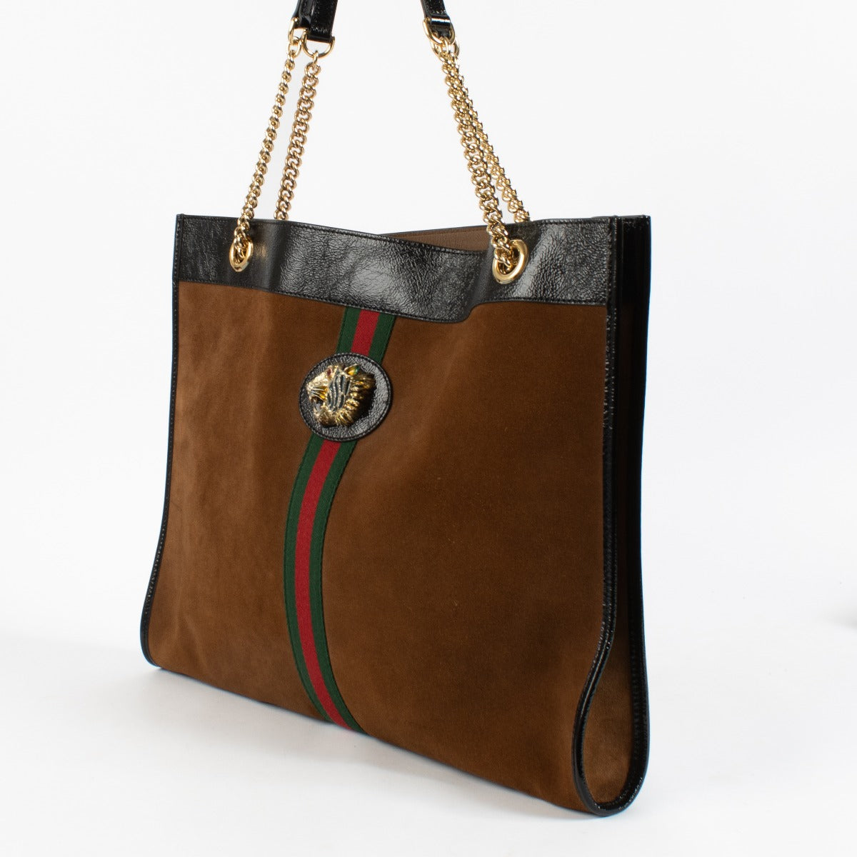 Sac cabas Gucci Rajah en daim camel