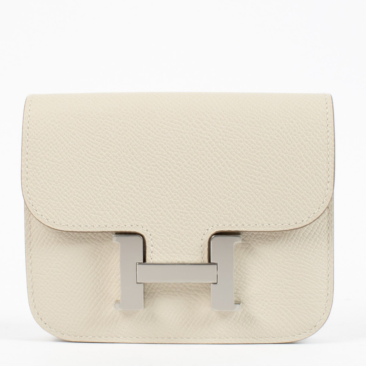 Hermès Constance Slim Portemonnee Craie Epsom PHW