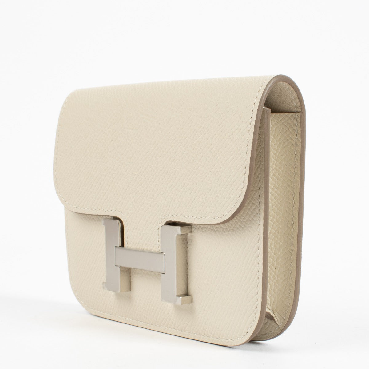 Hermès Constance Slim Portemonnee Craie Epsom PHW