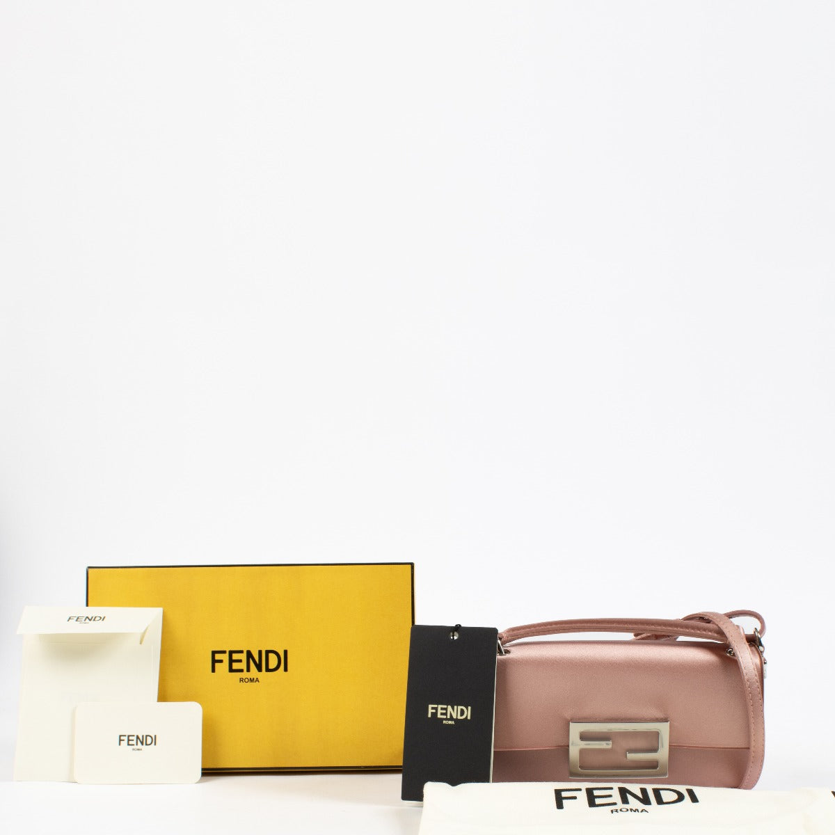 Fendi Pink Satin Baguette Phone Pouch Bag