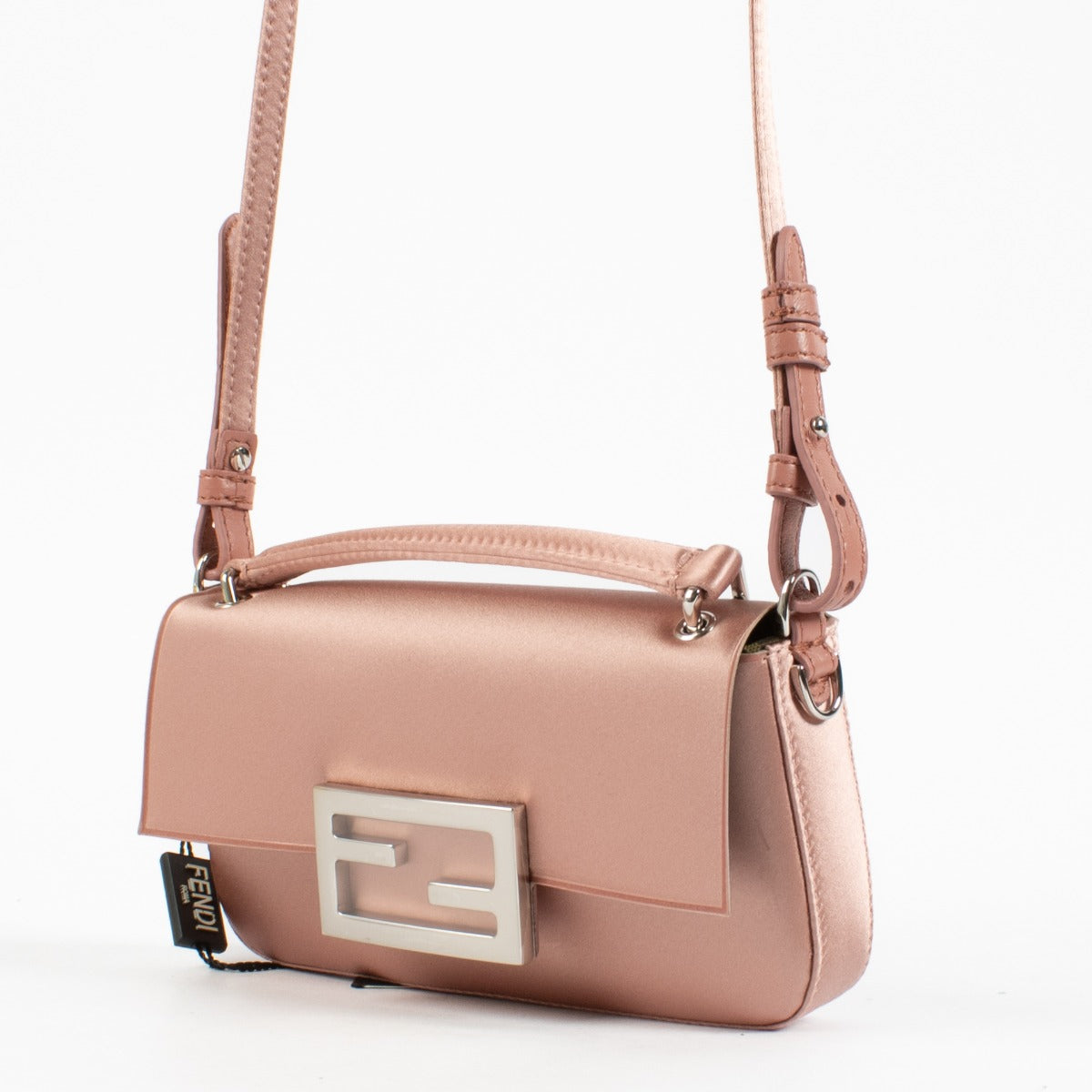 Fendi Pink Satin Baguette Phone Pouch Bag