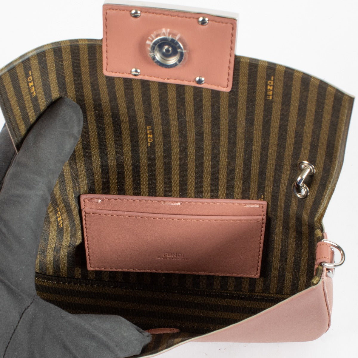 Fendi Pink Satin Baguette Phone Pouch Bag