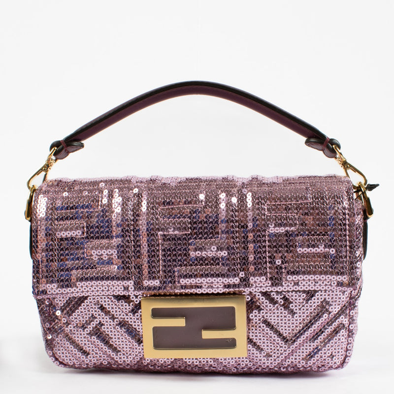 Fendi Purple Sequin Mini Baguette Bag