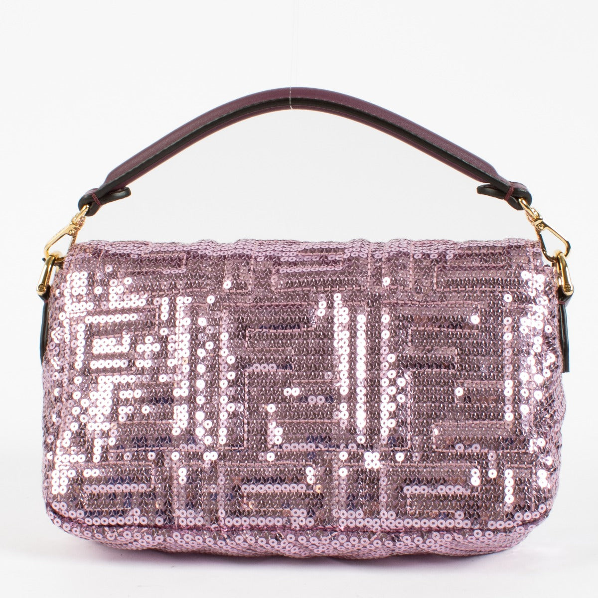 Sac Mini Baguette Fendi violet à sequins