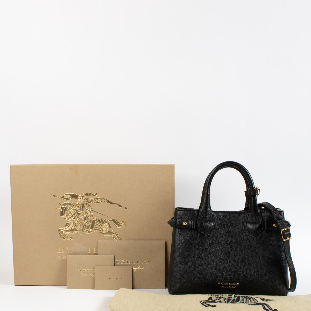 Shop 100% authentic second hand Burberry Black Small Banner Top Handle Bag on Labellov.com