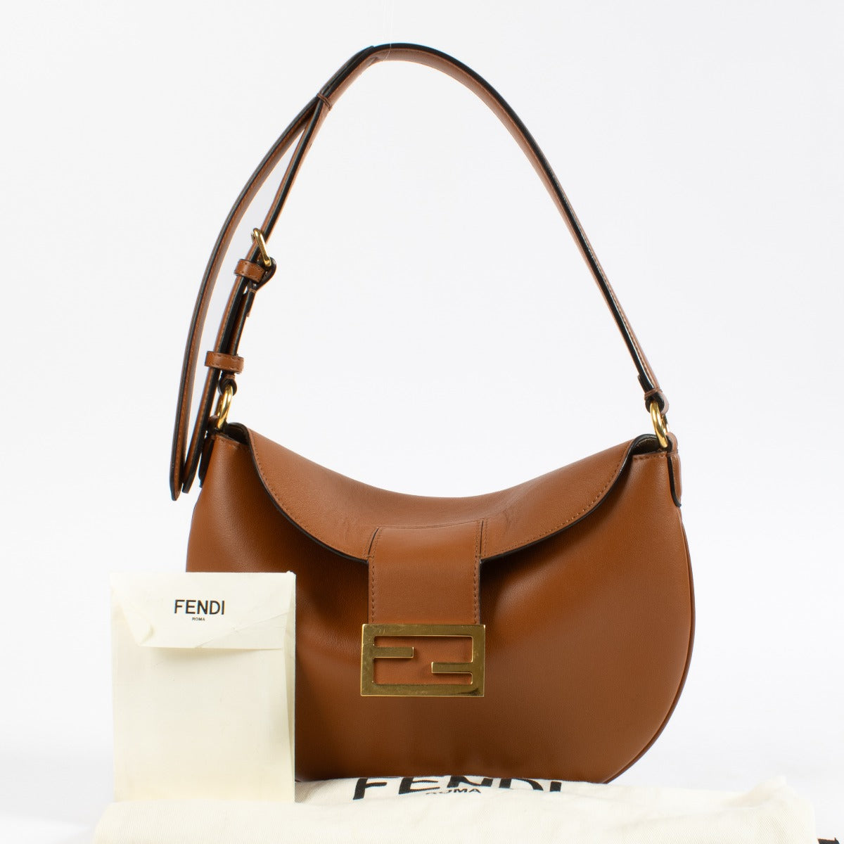 Fendi Brandy Vitello Grace Kleine Croissant Tas