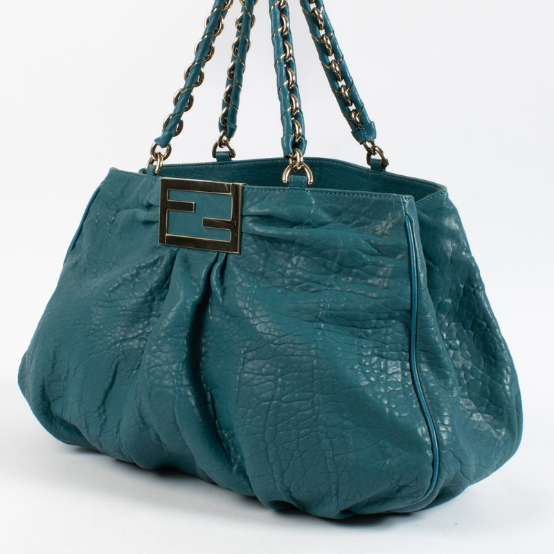 Fendi Blue Leather Large Mia Bag