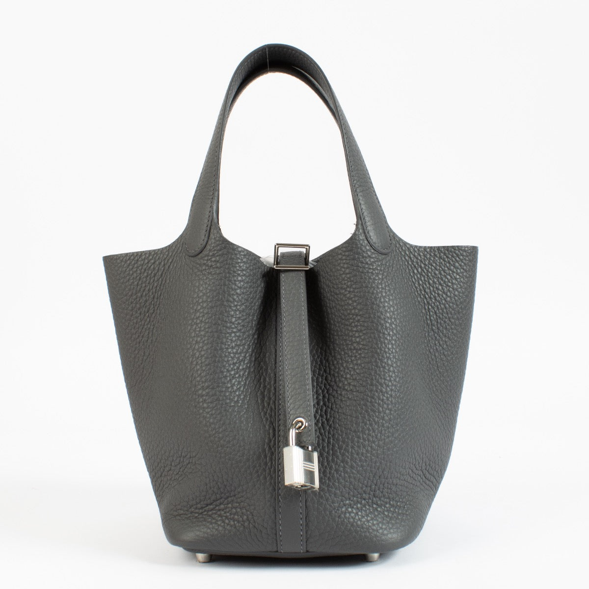 shop 100% authentic second hand Hermès Picotin Lock 18 Gris Ardoise Clemence Taurillon PHW on Labellov.com
