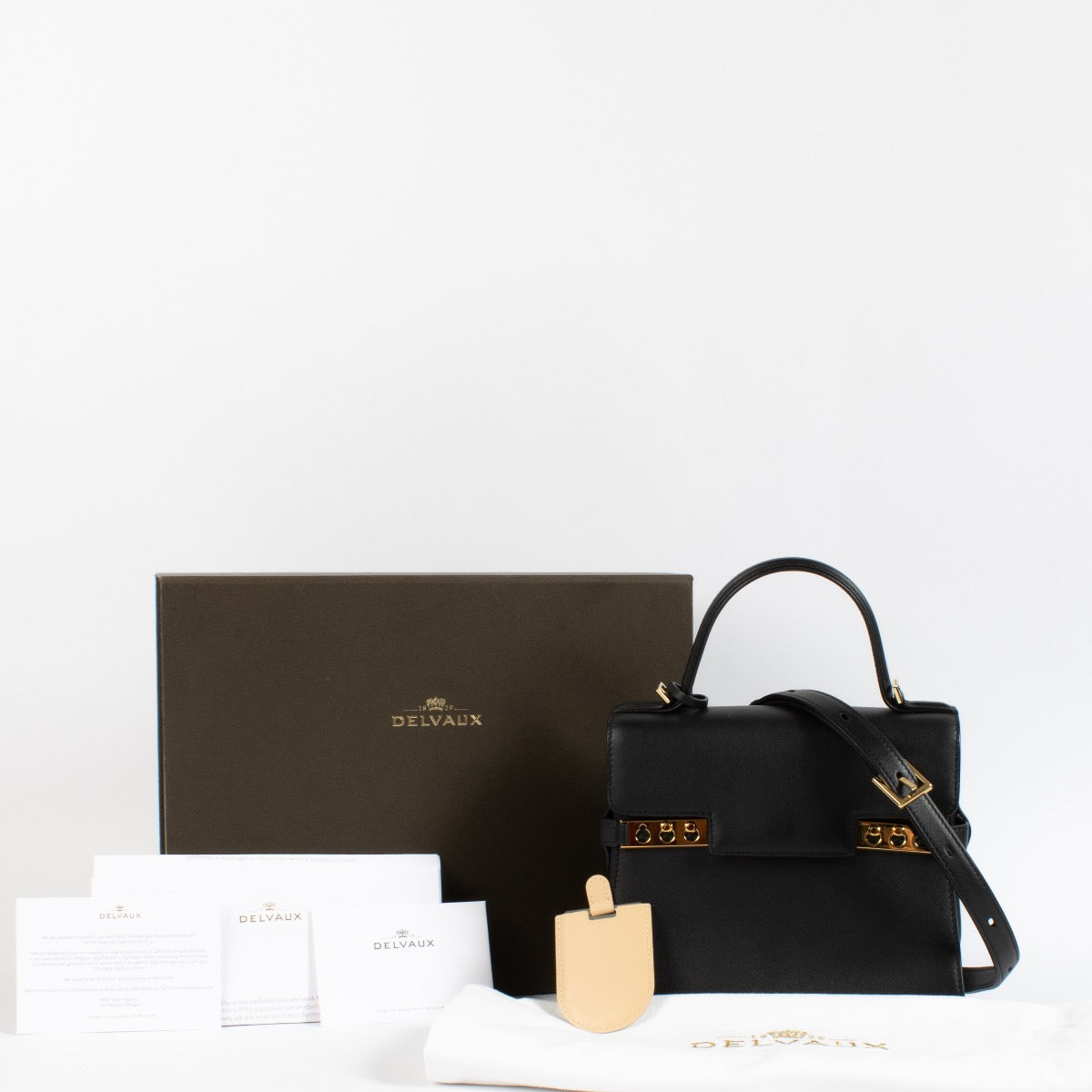 Sac Tempête PM Delvaux en cuir de veau souple noir