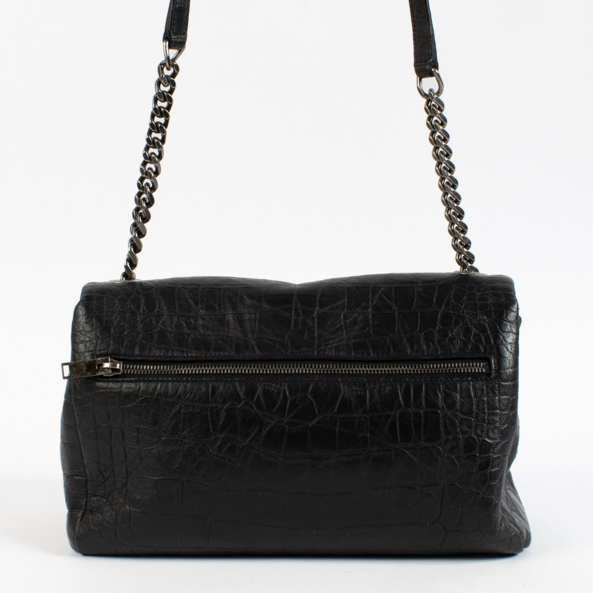 Shop safe online at Labellov in Antwerp, Brussels and Knokke this 100% authentic second hand Saint Laurent Black Crocodile Embossed West Hollywood Bag