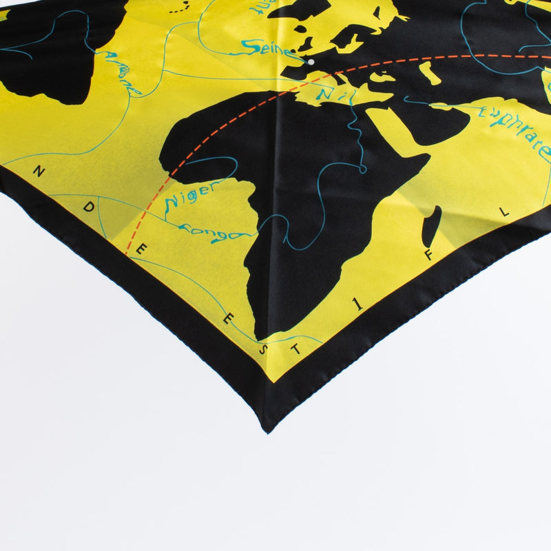 shop 100% authentic second hand Hermès Le Monde Est 1 Fleuve Triangle Silk Scarf on Labellov.com