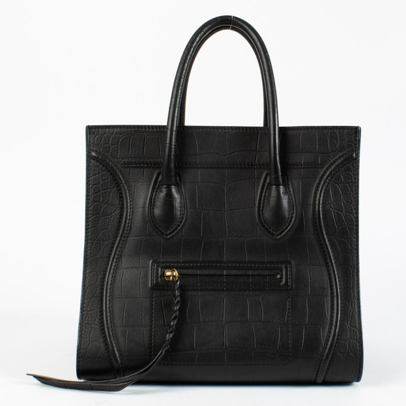 Authentic preloved Celine Black Crocodile Embossed Medium Luggage Phantom on Labellov.com