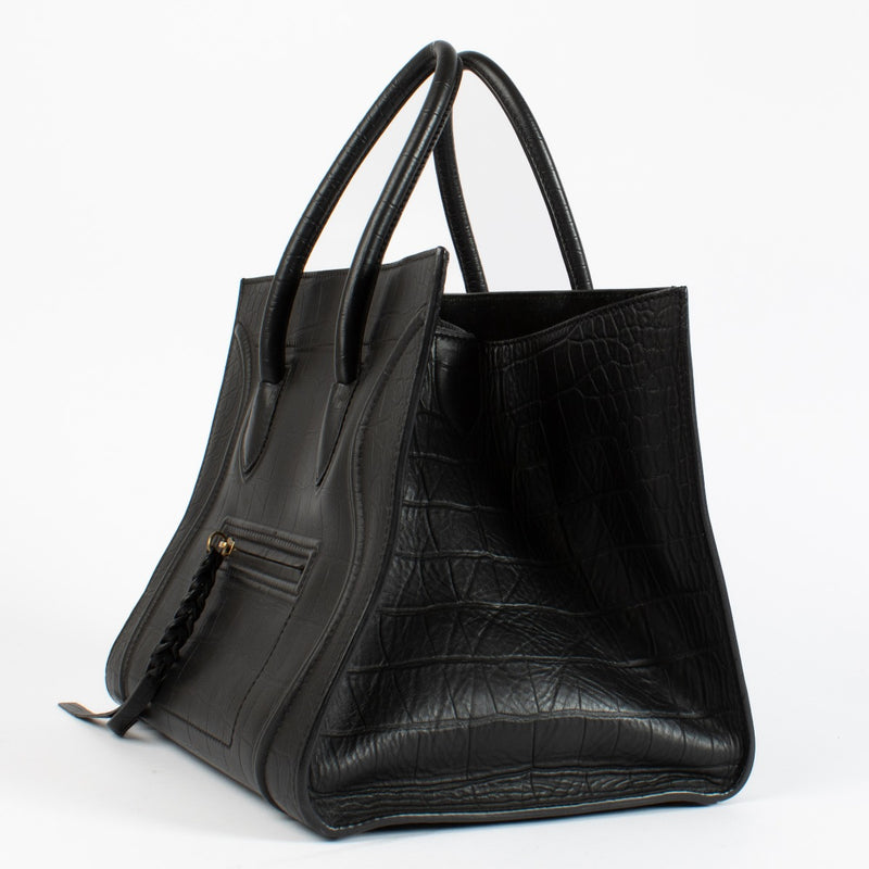 Authentic preloved Celine Black Crocodile Embossed Medium Luggage Phantom on Labellov.com