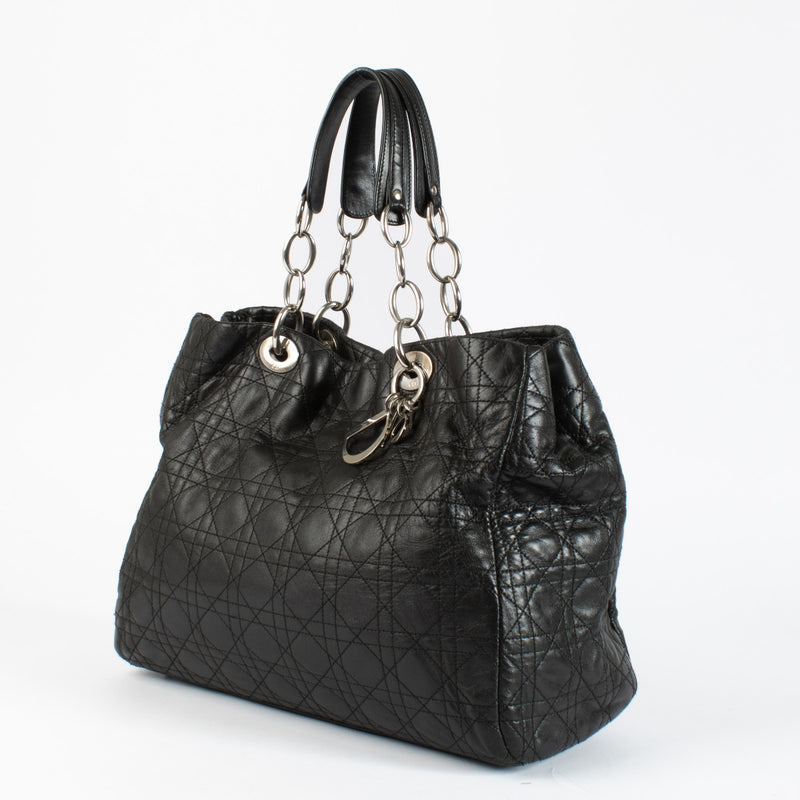 Christian Dior Black Soft Lady Dior Tote