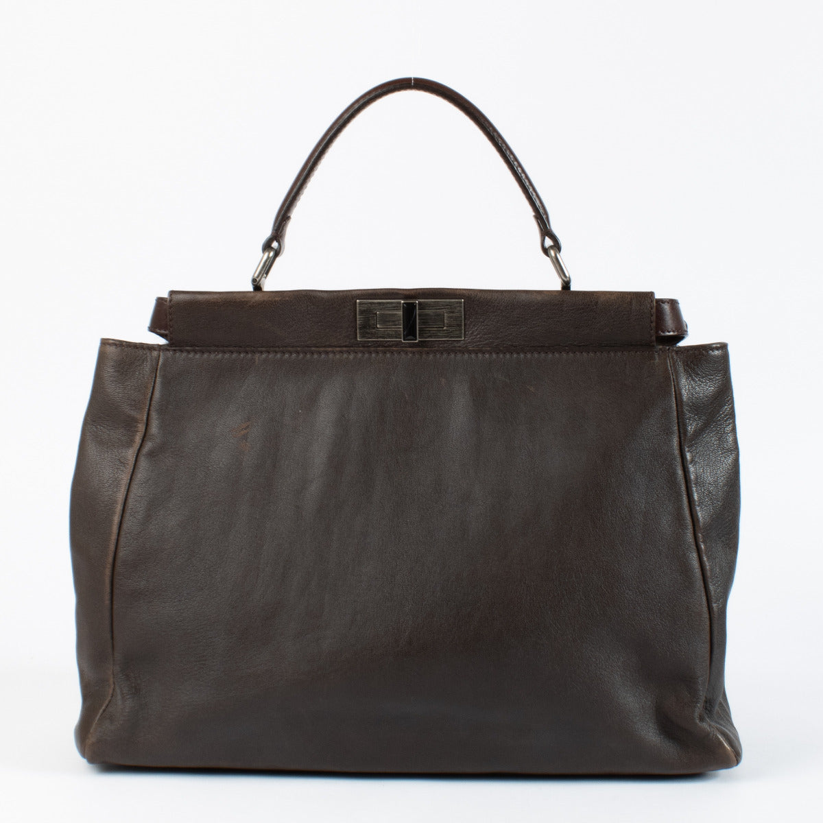 Grand sac Peekaboo Fendi en fourrure marron